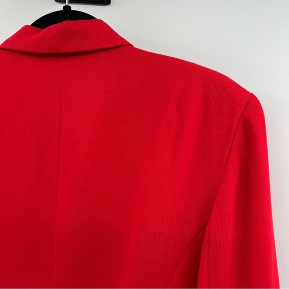 J. Mclaughlin For Sanyo Red Lined Long Sleeve Button Up Notched Lapel Blazer - Picture 6 of 14